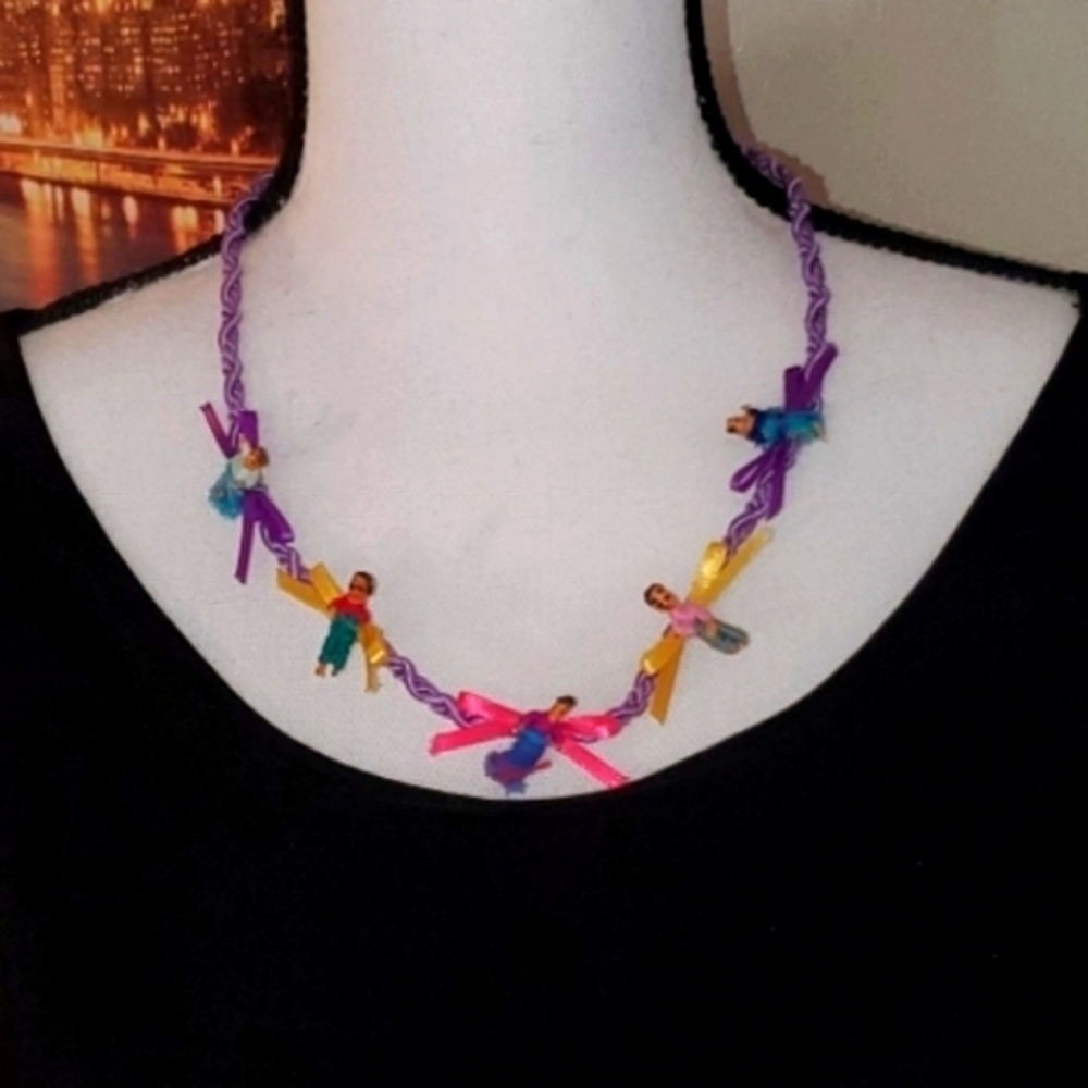 Vintage Handcrafted Worry Doll Necklace